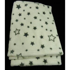 Little Linen Company Australia White Gray Star Fleece Blanket 30x40in